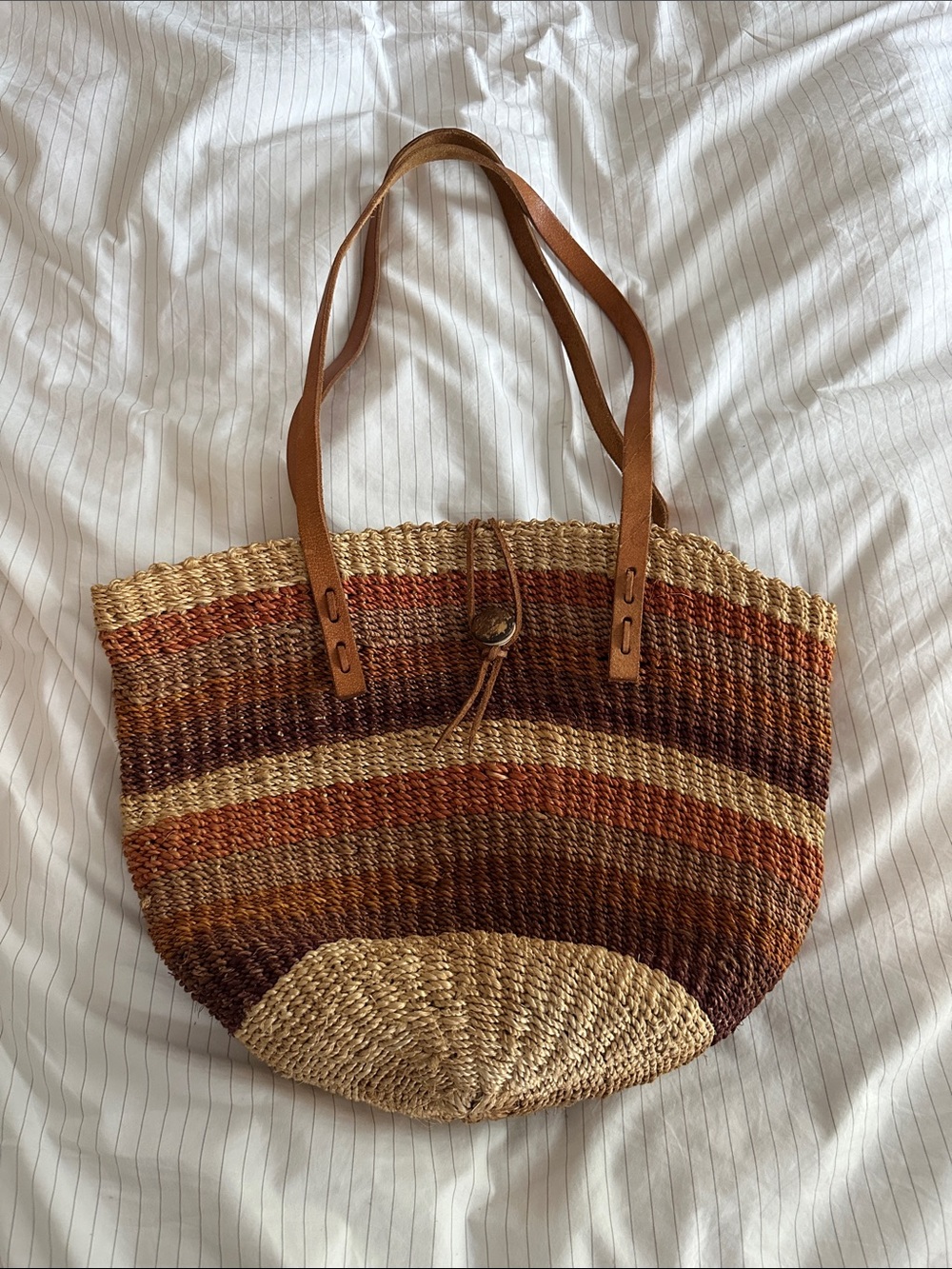 Vintage Handwoven Sisal Shoulder Bag - Made in the Philippines
